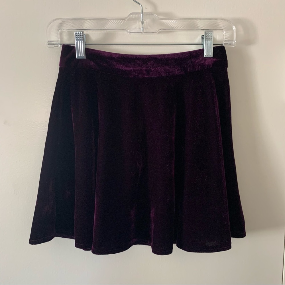 Tobi purple velvet skater skirt